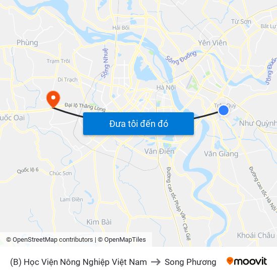 (B) Học Viện Nông Nghiệp Việt Nam to Song Phương map