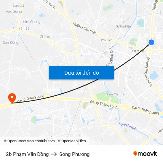 2b Phạm Văn Đồng to Song Phương map
