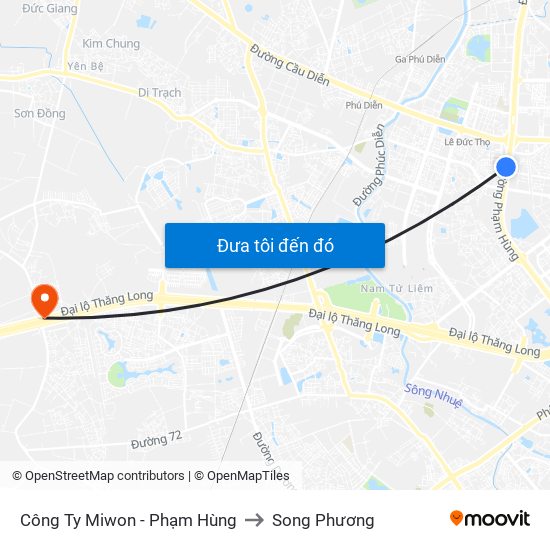 Công Ty Miwon - Phạm Hùng to Song Phương map
