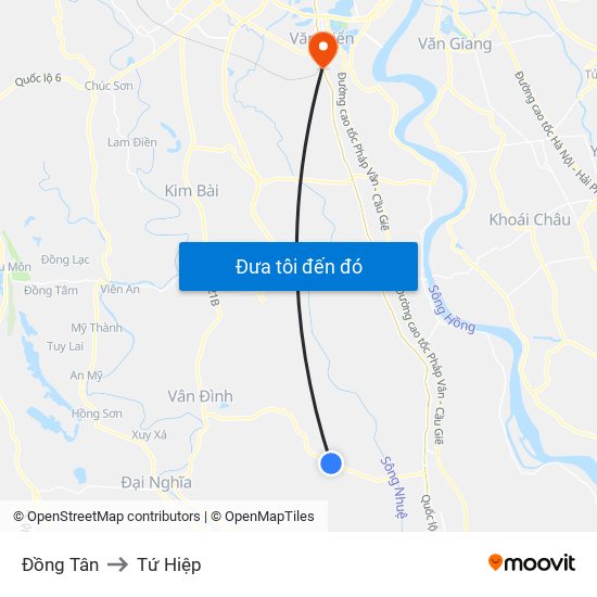 Đồng Tân to Tứ Hiệp map