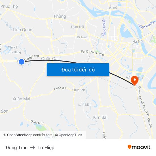 Đồng Trúc to Tứ Hiệp map