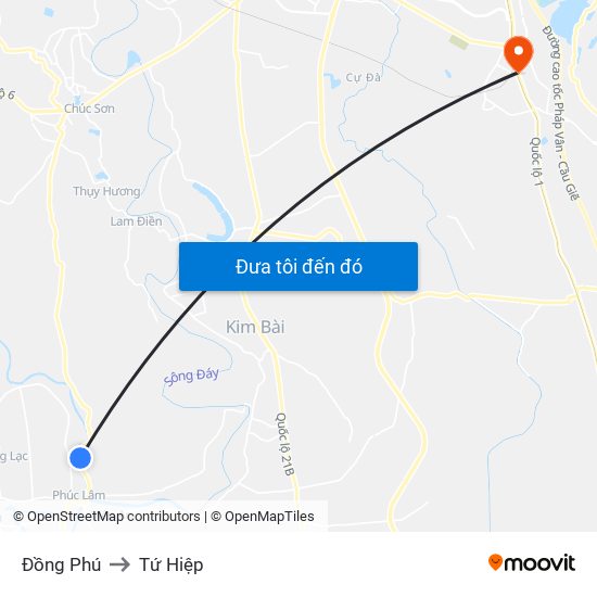 Đồng Phú to Tứ Hiệp map