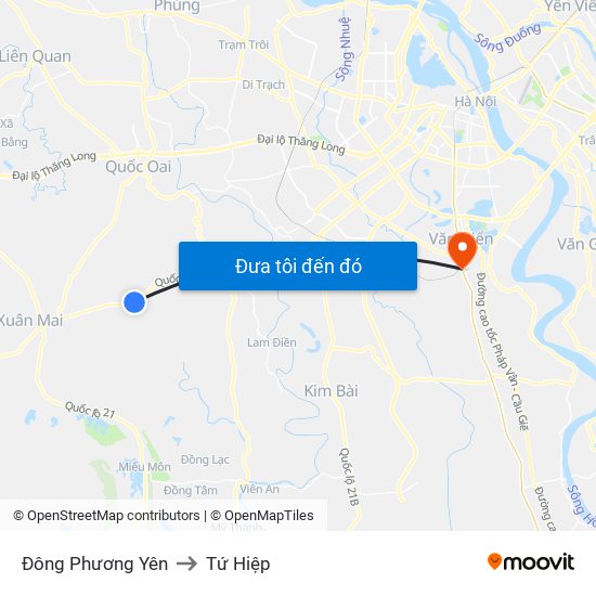 Đông Phương Yên to Tứ Hiệp map