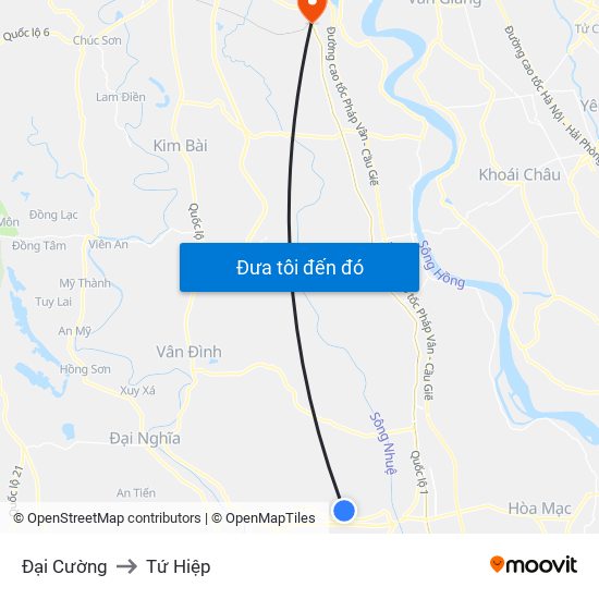 Đại Cường to Tứ Hiệp map