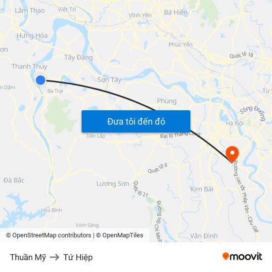 Thuần Mỹ to Tứ Hiệp map