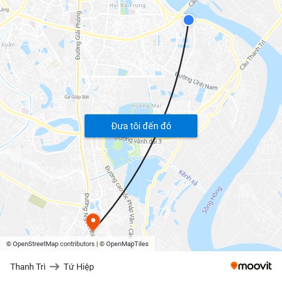 Thanh Trì to Tứ Hiệp map