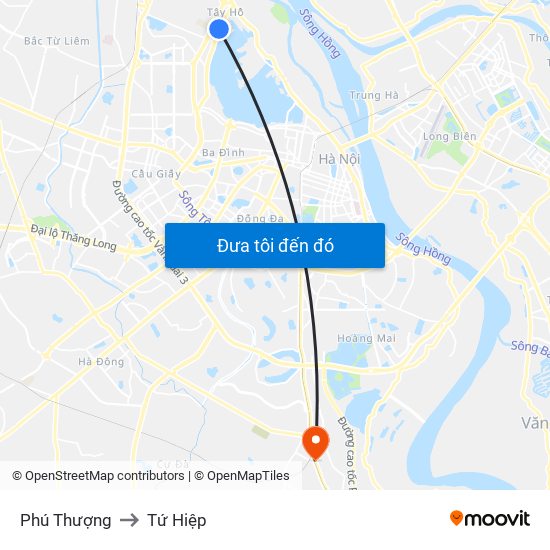 Phú Thượng to Tứ Hiệp map