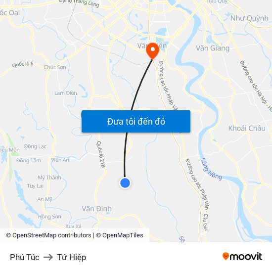 Phú Túc to Tứ Hiệp map