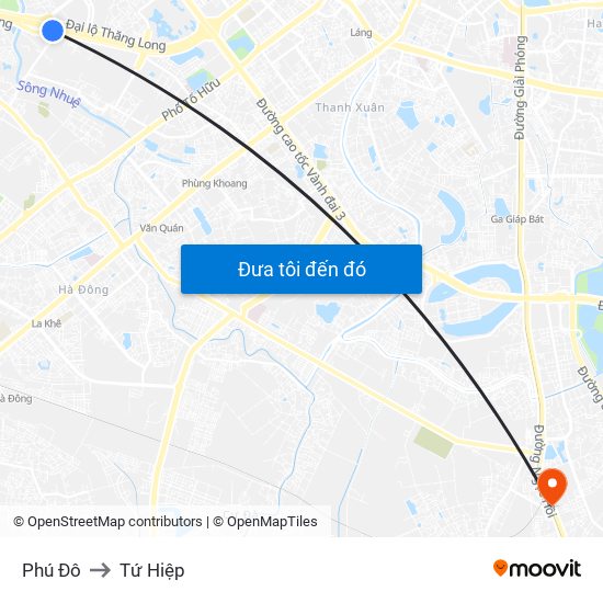 Phú Đô to Tứ Hiệp map