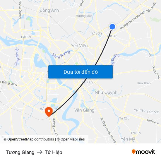 Tương Giang to Tứ Hiệp map