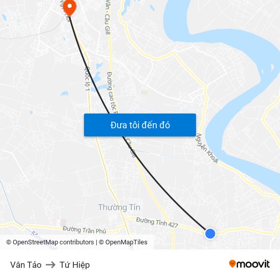 Vân Tảo to Tứ Hiệp map