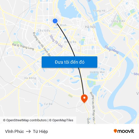Vĩnh Phúc to Tứ Hiệp map