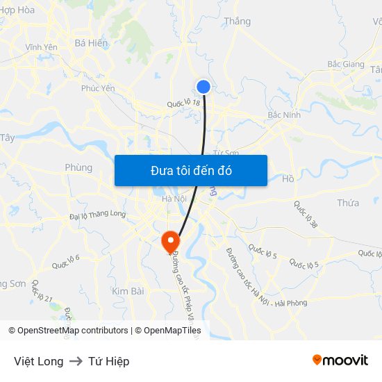 Việt Long to Tứ Hiệp map