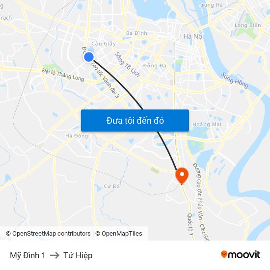 Mỹ Đình 1 to Tứ Hiệp map