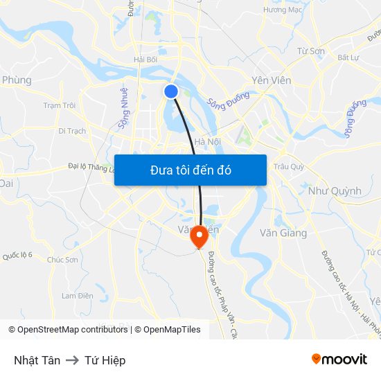 Nhật Tân to Tứ Hiệp map