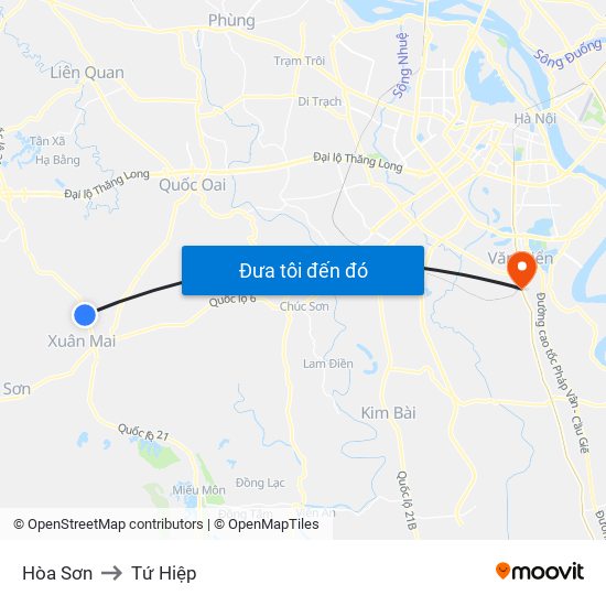 Hòa Sơn to Tứ Hiệp map