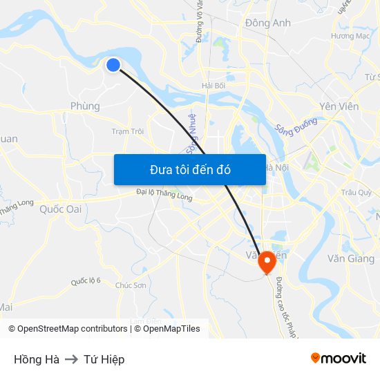 Hồng Hà to Tứ Hiệp map