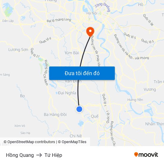 Hồng Quang to Tứ Hiệp map