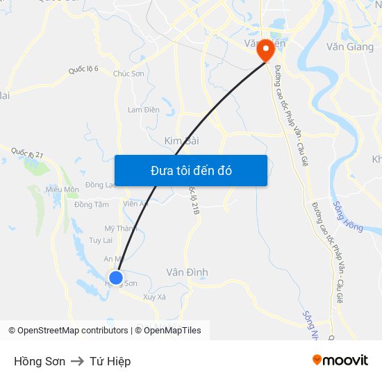 Hồng Sơn to Tứ Hiệp map