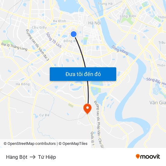 Hàng Bột to Tứ Hiệp map