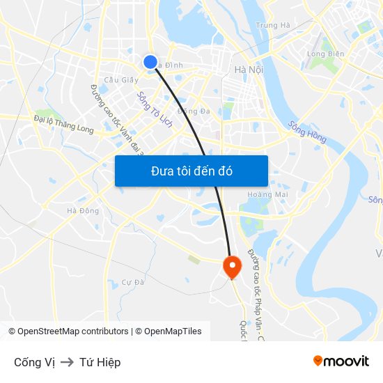 Cống Vị to Tứ Hiệp map