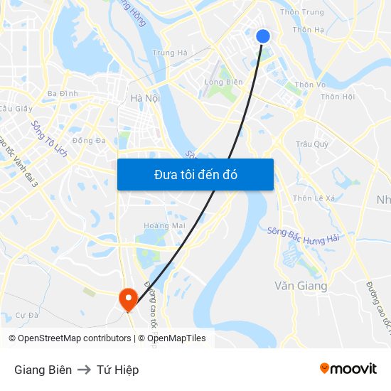 Giang Biên to Tứ Hiệp map