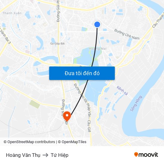Hoàng Văn Thụ to Tứ Hiệp map