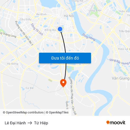 Lê Đại Hành to Tứ Hiệp map