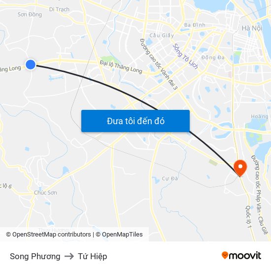 Song Phương to Tứ Hiệp map