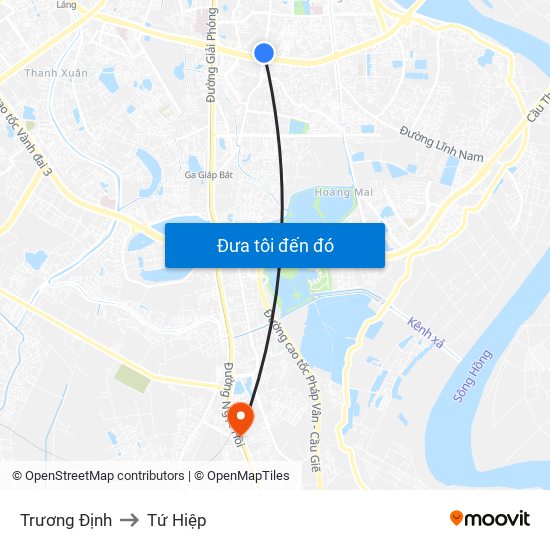 Trương Định to Tứ Hiệp map