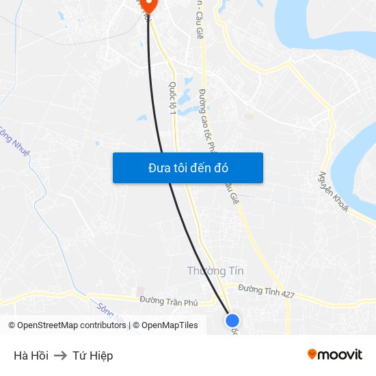 Hà Hồi to Tứ Hiệp map