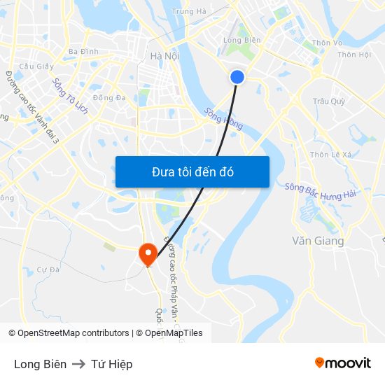 Long Biên to Tứ Hiệp map