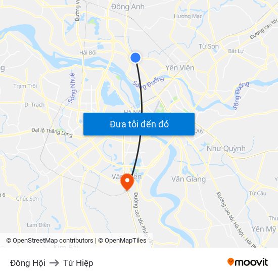 Đông Hội to Tứ Hiệp map