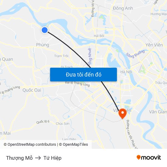 Thượng Mỗ to Tứ Hiệp map