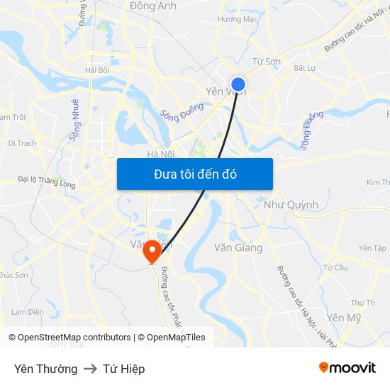 Yên Thường to Tứ Hiệp map