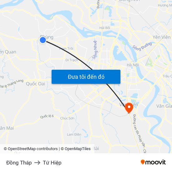 Đồng Tháp to Tứ Hiệp map