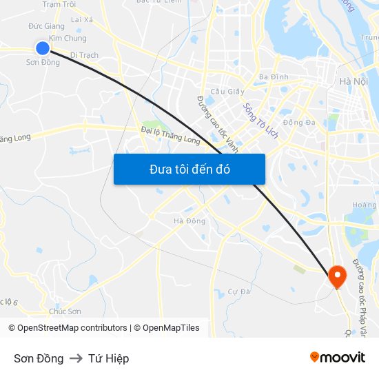Sơn Đồng to Tứ Hiệp map