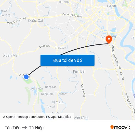 Tân Tiến to Tứ Hiệp map