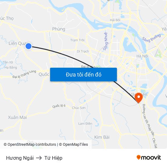 Hương Ngải to Tứ Hiệp map