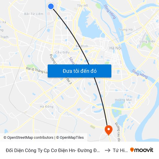 Đối Diện Công Ty Cp Cơ Điện Hn- Đường Đức Thắng to Tứ Hiệp map