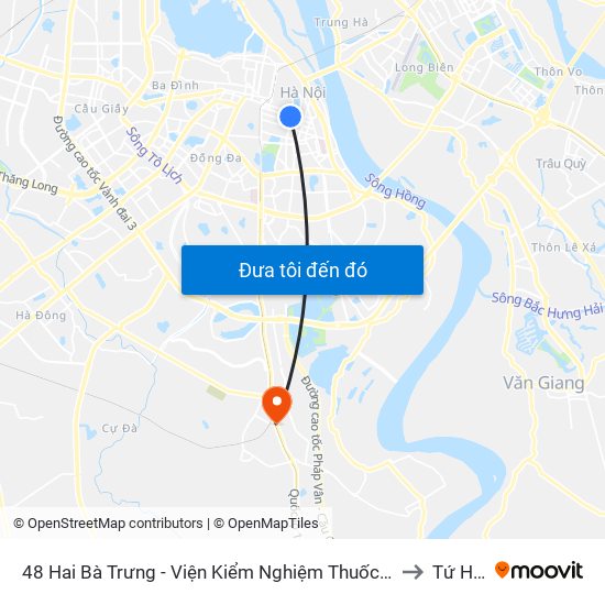 48 Hai Bà Trưng - Viện Kiểm Nghiệm Thuốc Trung Ương to Tứ Hiệp map