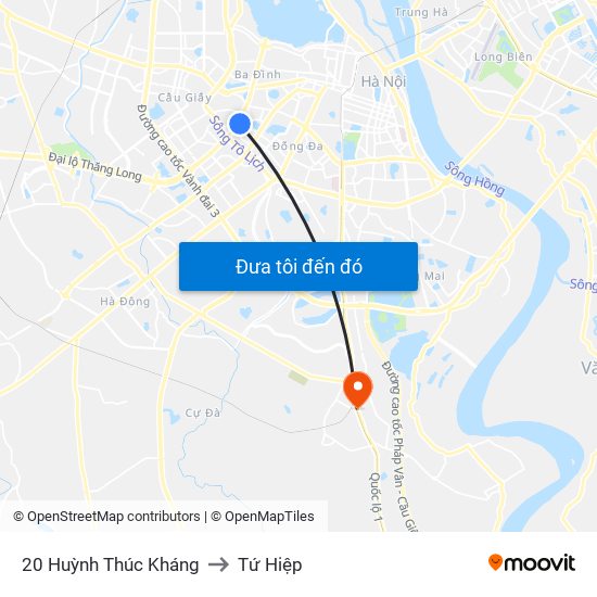 20 Huỳnh Thúc Kháng to Tứ Hiệp map