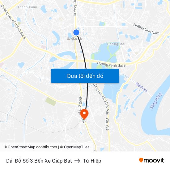 Dải Đỗ Số 3 Bến Xe Giáp Bát to Tứ Hiệp map