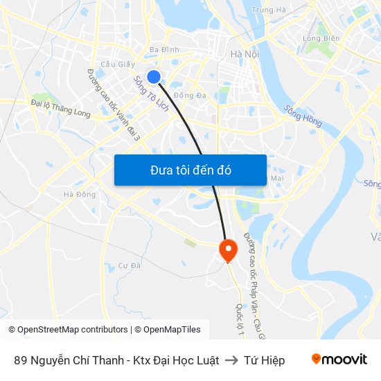 89 Nguyễn Chí Thanh - Ktx Đại Học Luật to Tứ Hiệp map