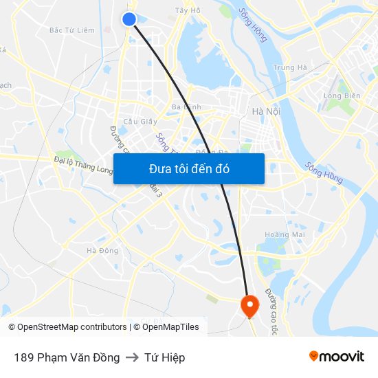 189 Phạm Văn Đồng to Tứ Hiệp map