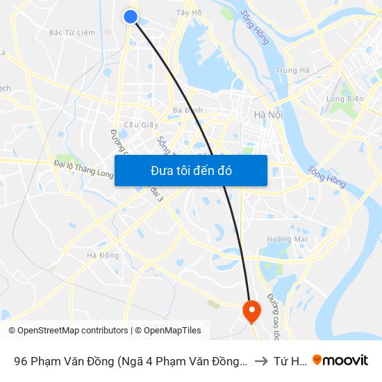 96 Phạm Văn Đồng (Ngã 4 Phạm Văn Đồng - Xuân Đỉnh) to Tứ Hiệp map
