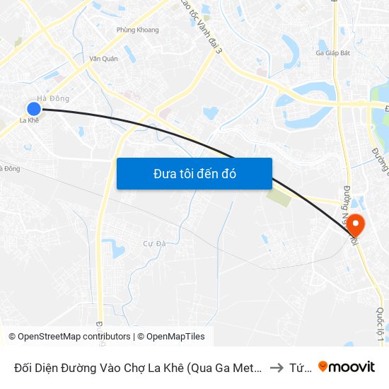 Đối Diện Đường Vào Chợ La Khê (Qua Ga Metro La Khê) - 405 Quang Trung (Hà Đông) to Tứ Hiệp map