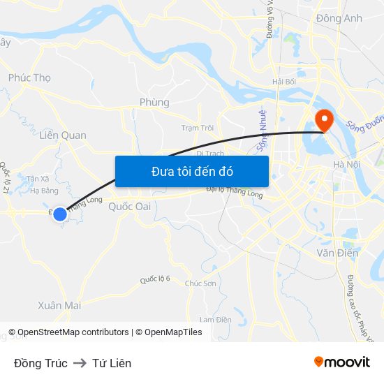 Đồng Trúc to Tứ Liên map