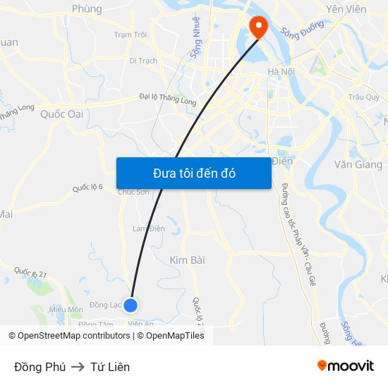 Đồng Phú to Tứ Liên map
