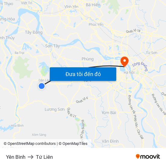 Yên Bình to Tứ Liên map